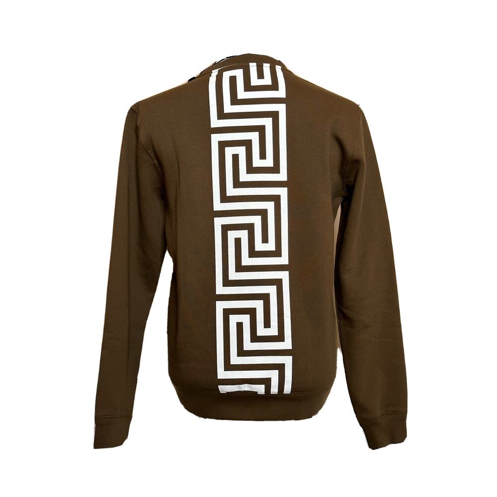 Versace Greek Key and Versace Logo Khaki Cotton Sweatshirt S 1008283 NWT $800